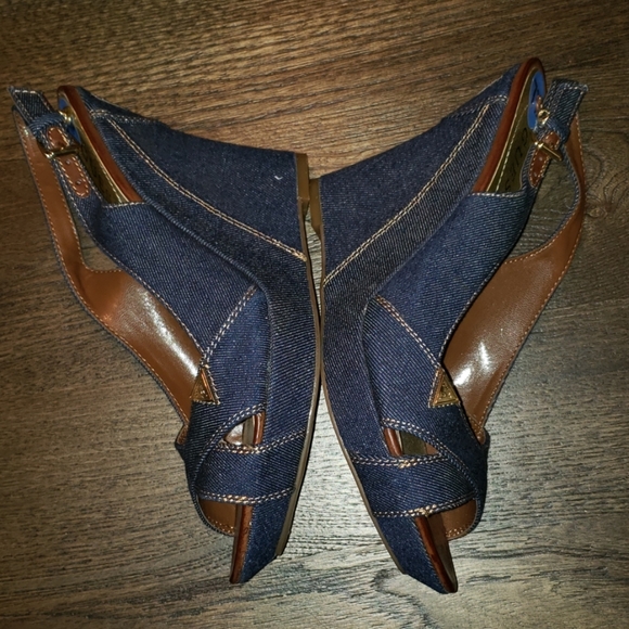 New Guess Tilden Denim Wedge Sandal Size 7.5 - Picture 7 of 14